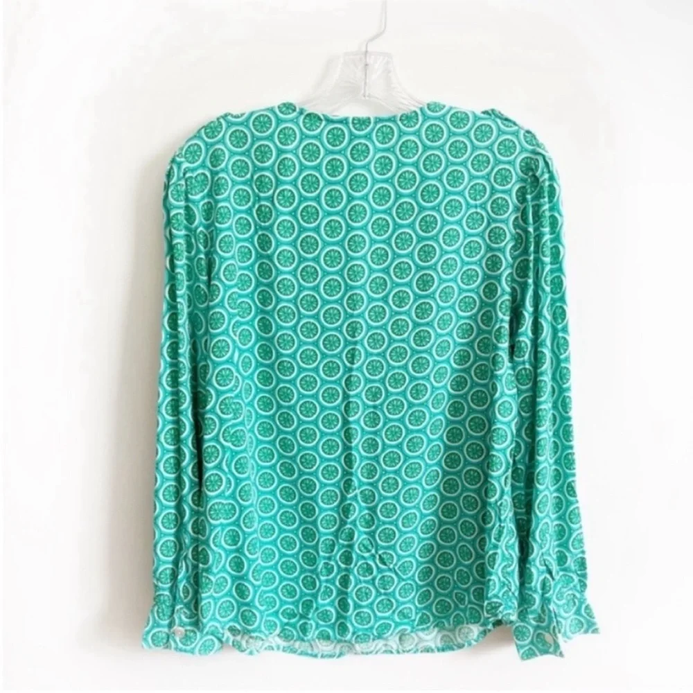 Escapada shirt green limes popover pockets rolled sleeves - Picture 9 of 9